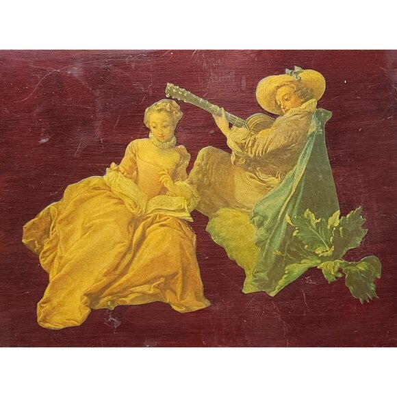 Vintage Francois Boucher "Le Teton De Musique" Decorative Wooden Tray‎ - Picture 4 of 8